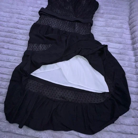 Sandro Paris Women's Small Black Swiss Dot Tiered Ruffle Dress Coquette Luxury - Picture 6 of 15